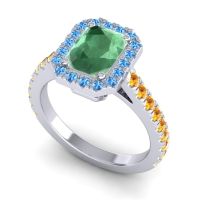 Halo Emerald Cut Asta Ring, 8x6mm
