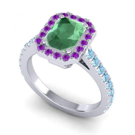 Halo Emerald Cut Asta Ring, 8x6mm