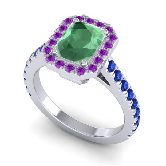 Halo Emerald Cut Asta Ring, 8x6mm