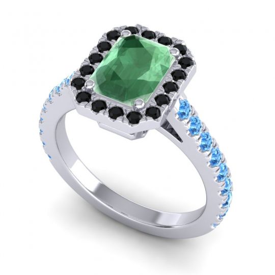 Halo Emerald Cut Asta Ring, 8x6mm