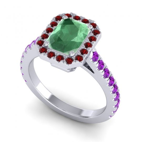 Halo Emerald Cut Asta Ring, 8x6mm