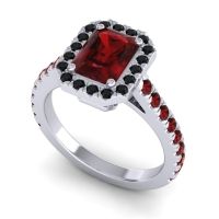 Halo Emerald Cut Asta Ring, 8x6mm