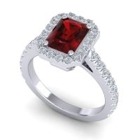 Halo Emerald Cut Asta Ring, 8x6mm