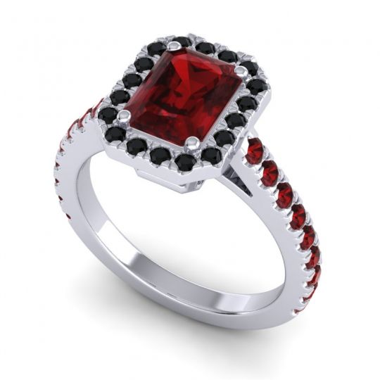 Halo Emerald Cut Asta Ring, 8x6mm