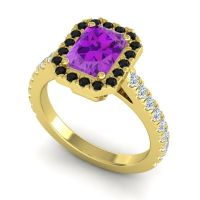 Halo Emerald Cut Asta Ring, 8x6mm