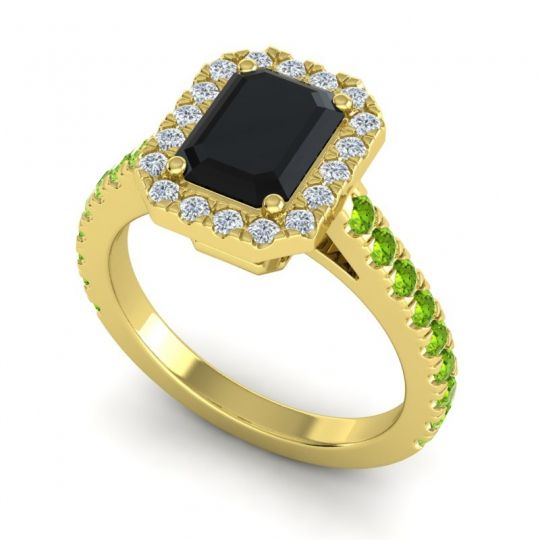 Halo Emerald Cut Asta Ring, 8x6mm