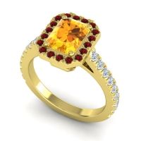 Halo Emerald Cut Asta Ring, 8x6mm