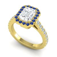 Halo Emerald Cut Asta Ring, 8x6mm