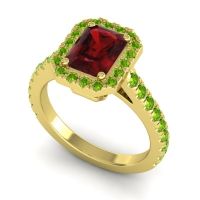 Halo Emerald Cut Asta Ring, 8x6mm