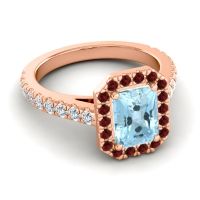 Halo Emerald Cut Asta Ring, 8x6mm