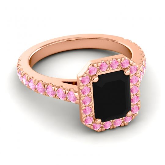 Halo Emerald Cut Asta Ring, 8x6mm
