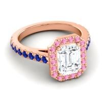 Halo Emerald Cut Asta Ring, 8x6mm