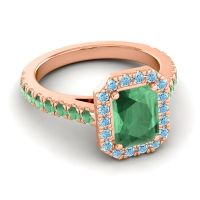 Halo Emerald Cut Asta Ring, 8x6mm