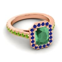 Halo Emerald Cut Asta Ring, 8x6mm