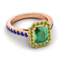 Halo Emerald Cut Asta Ring, 8x6mm