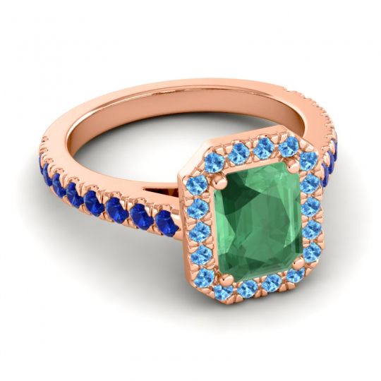 Halo Emerald Cut Asta Ring, 8x6mm