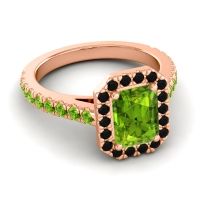 Halo Emerald Cut Asta Ring, 8x6mm