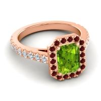 Halo Emerald Cut Asta Ring, 8x6mm