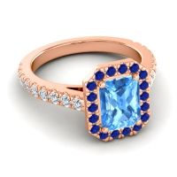Halo Emerald Cut Asta Ring, 8x6mm