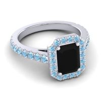 Halo Emerald Cut Asta Ring, 8x6mm