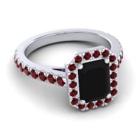 Halo Emerald Cut Asta Ring, 8x6mm