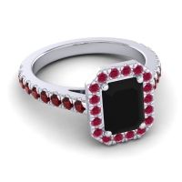 Halo Emerald Cut Asta Ring, 8x6mm