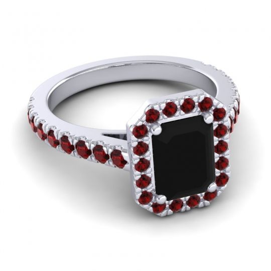 Halo Emerald Cut Asta Ring, 8x6mm