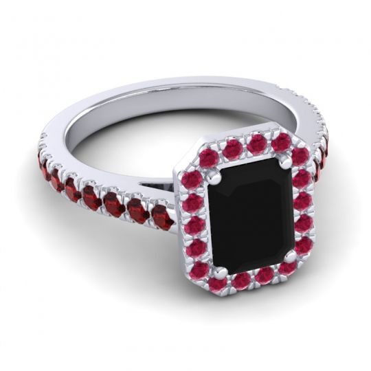 Halo Emerald Cut Asta Ring, 8x6mm