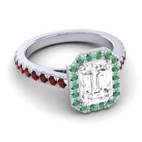 Halo Emerald Cut Asta Ring, 8x6mm