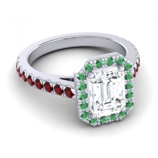 Halo Emerald Cut Asta Ring, 8x6mm