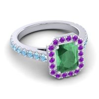 Halo Emerald Cut Asta Ring, 8x6mm
