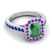 Halo Emerald Cut Asta Ring, 8x6mm