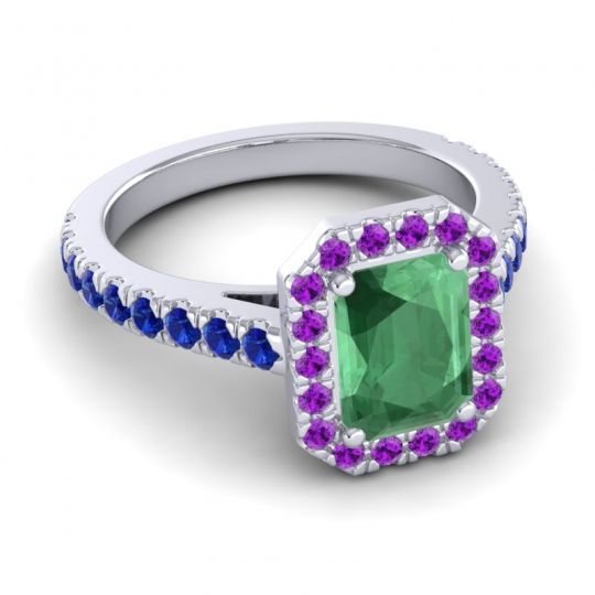 Halo Emerald Cut Asta Ring, 8x6mm
