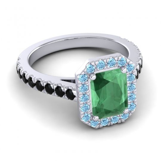 Halo Emerald Cut Asta Ring, 8x6mm