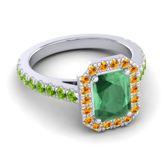 Halo Emerald Cut Asta Ring, 8x6mm