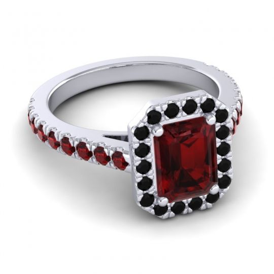 Halo Emerald Cut Asta Ring, 8x6mm