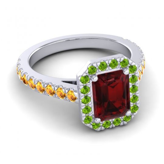 Halo Emerald Cut Asta Ring, 8x6mm