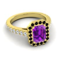Halo Emerald Cut Asta Ring, 8x6mm