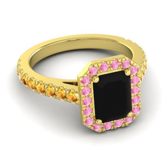 Halo Emerald Cut Asta Ring, 8x6mm