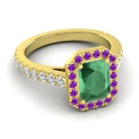 Halo Emerald Cut Asta Ring, 8x6mm