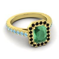 Halo Emerald Cut Asta Ring, 8x6mm