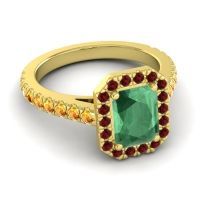 Halo Emerald Cut Asta Ring, 8x6mm