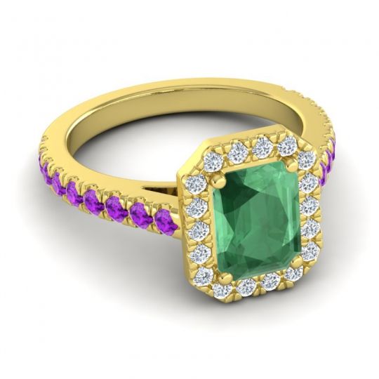 Halo Emerald Cut Asta Ring, 8x6mm