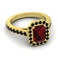 Halo Emerald Cut Asta Ring, 8x6mm