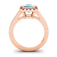 Halo Emerald Cut Asta Ring, 8x6mm