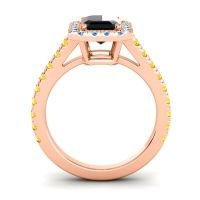 Halo Emerald Cut Asta Ring, 8x6mm