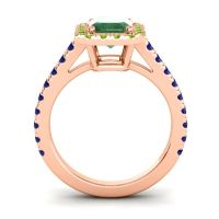 Halo Emerald Cut Asta Ring, 8x6mm