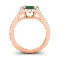 Halo Emerald Cut Asta Ring, 8x6mm