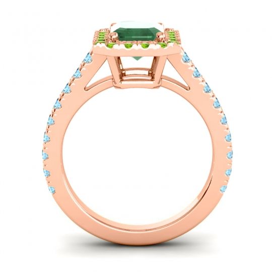 Halo Emerald Cut Asta Ring, 8x6mm