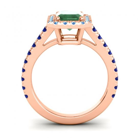 Halo Emerald Cut Asta Ring, 8x6mm